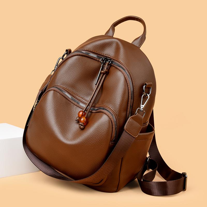Fashionable and Minimalist Women's PU Leather Backpack with Top Handle, Perfect for Commuting, Travel, and Daily Use