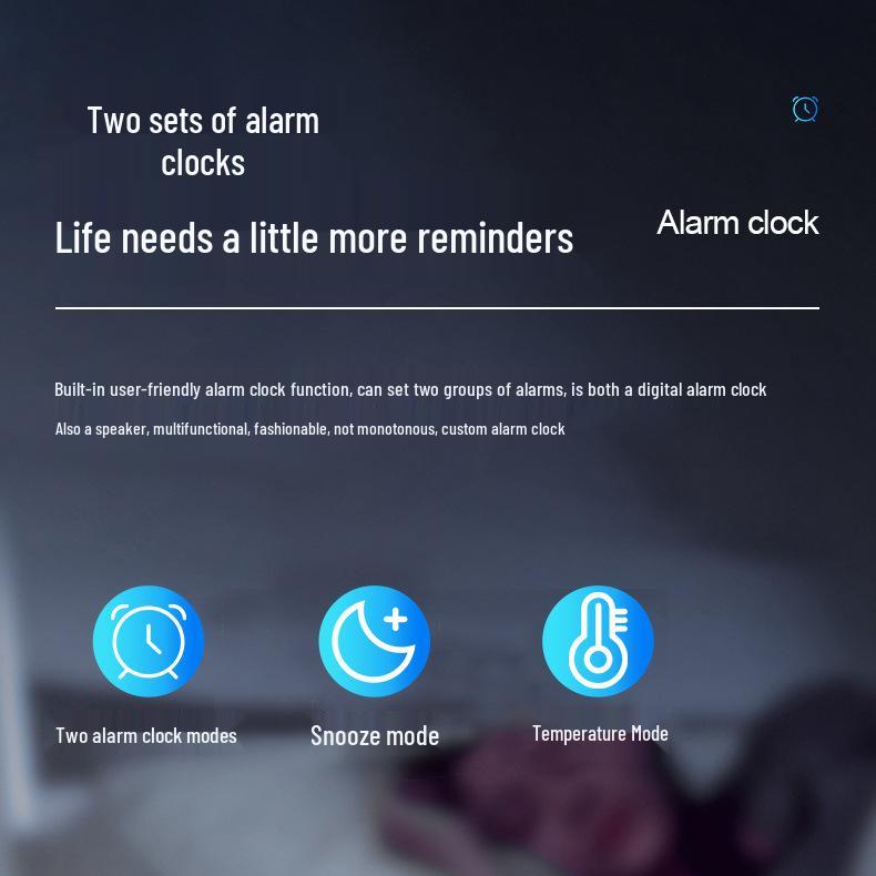 S7 Mini Bluetooth Speaker with Mirror Clock, Alarm, FM Radio, Card Slot, Long Battery Life, High Volume, & Voice Call
