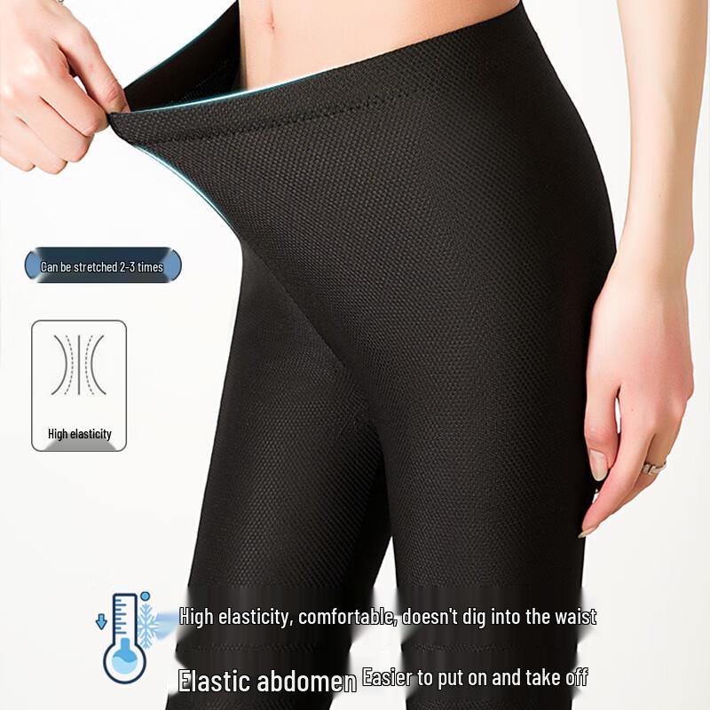 Lansha Women's Ice Silk High-Waist Cropped Leggings