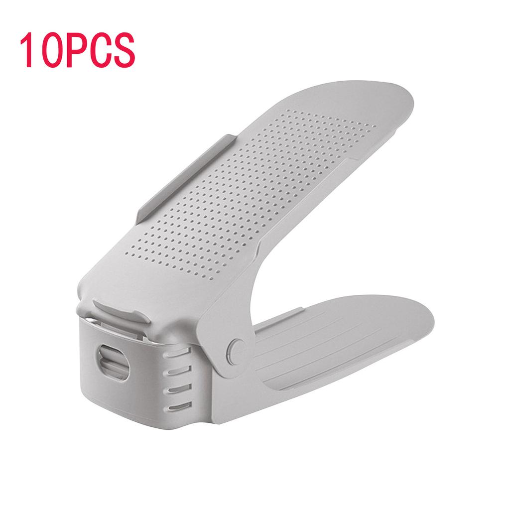 10 Stück Verstellbarer Doppelschicht-Schuhständer verdickt und platzsparend Schuhaufbewahrungsregal mit flachem Boden Stiefelaufbewahrung Schuhregal