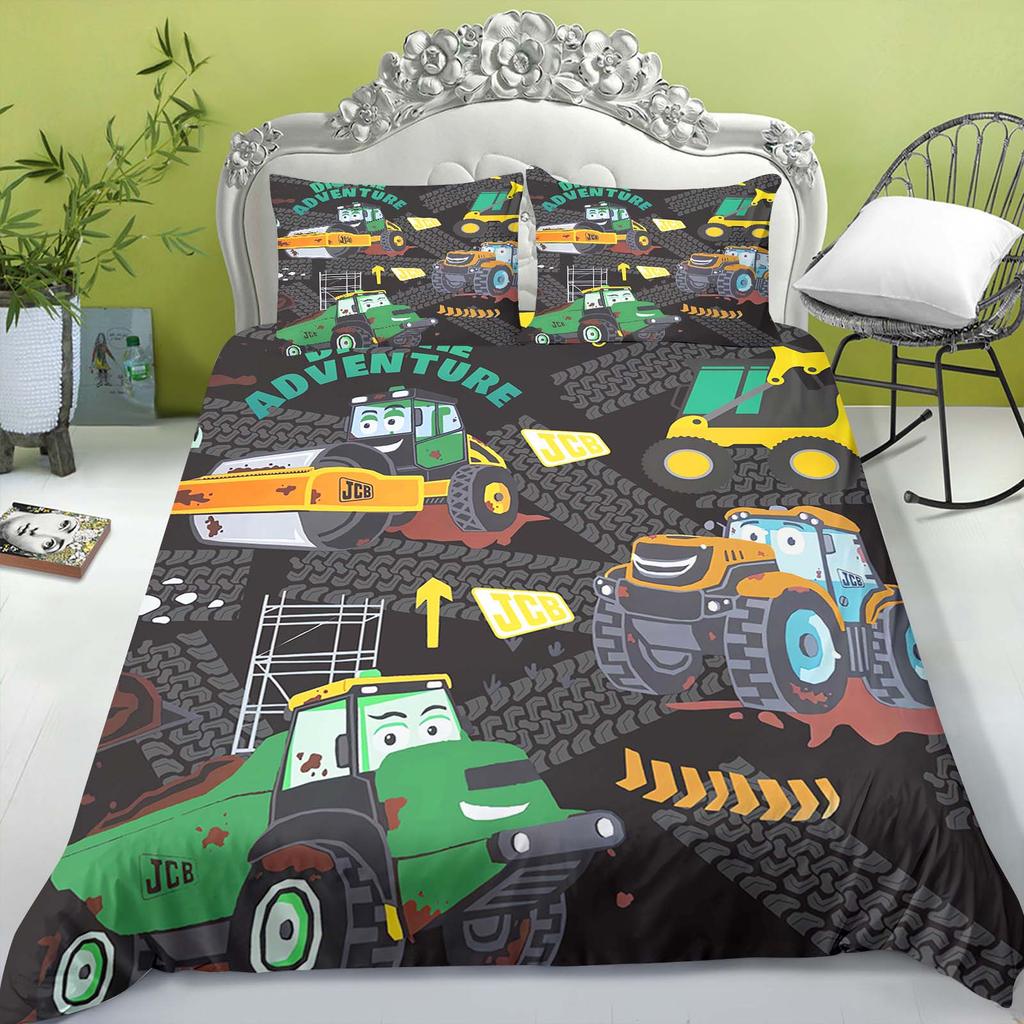 Cartoon Car Anime Bedding Set Duvet CoverPolyester Suitable For Children And Adults 3-Piece Set