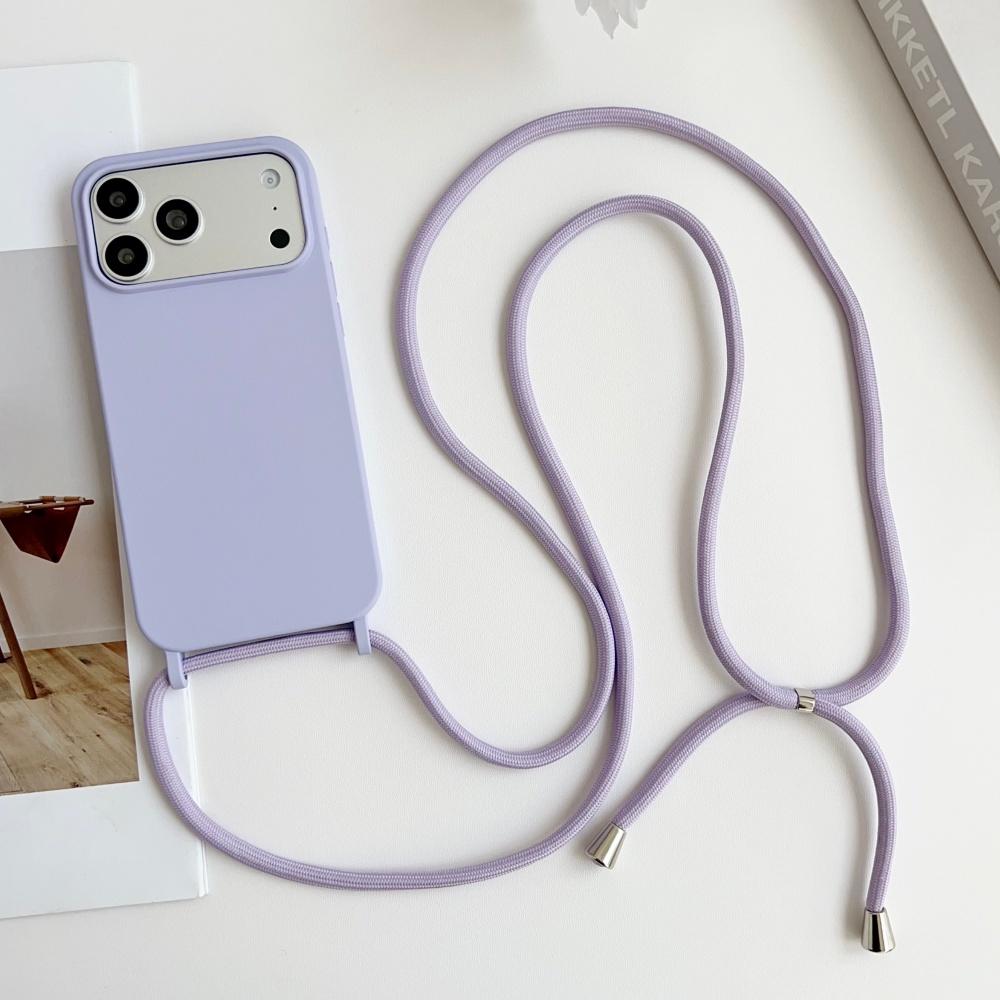 Liquid Silicone Crossbody Necklace Cord Strap Case For iPhone 17 Pro Max 16 15 14 13 12 11 XR XS X Matte Soft Protection Cover