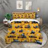 Cartoon Car Excavator Truck King Size Duvet Cover Sets For Kids Boys Girls, Microfiber Duvet Cover Sets With Pillowcase 50X75Cm