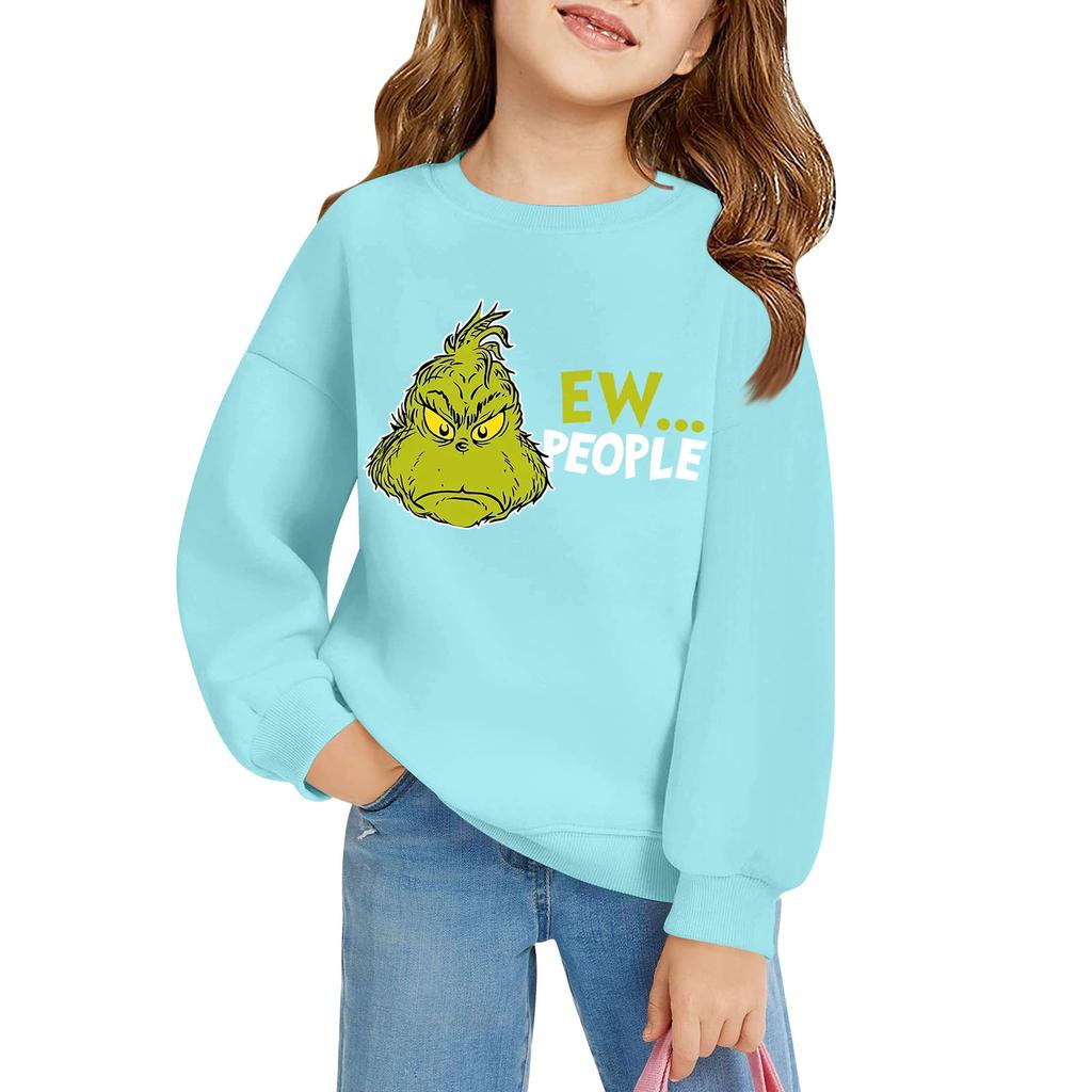 Kids' Long Sleeve Loose Pullover Letter Printed Round Neck Sweatshirt