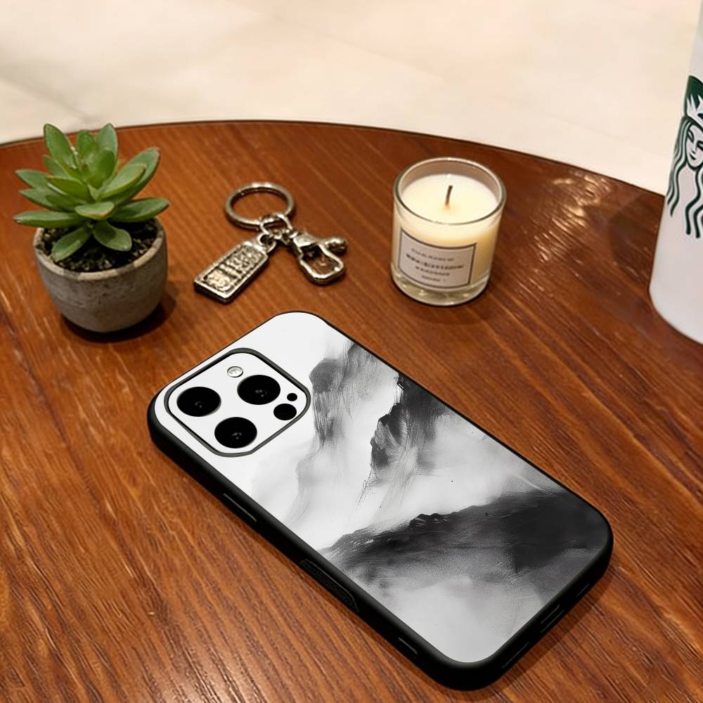 Black Mountain INS Design Phone Case Soft Silicone black For IPhone 17 16 15 14 13 12 11 X XR Plus Pro Max Plus