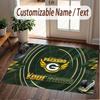 Custom Rug Green Bay Packers Pattern Print Name Text Soft Non‑Slip Floor Carpet for Home Indoor Decoration