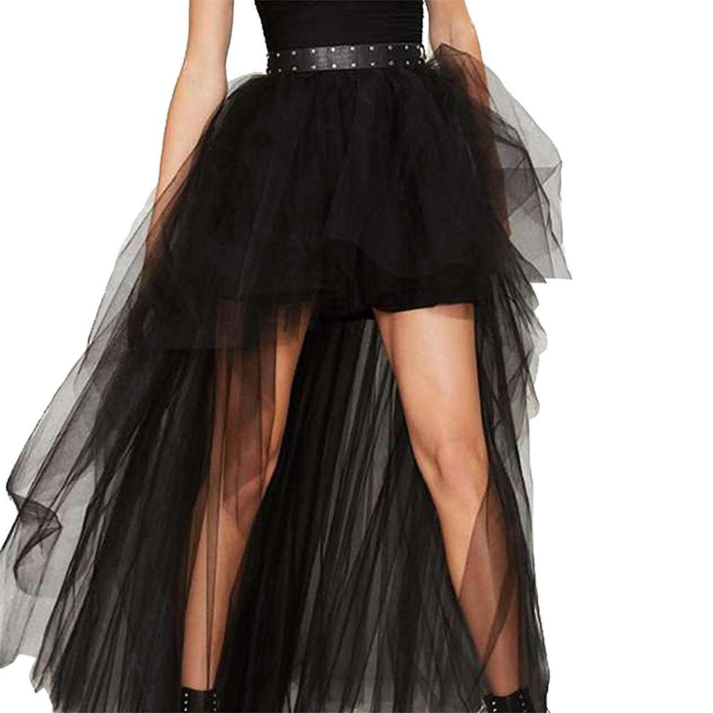 Women High Low Tutu Skirts Dancewear Layered Mesh Tulle Skirt for Stage Performance