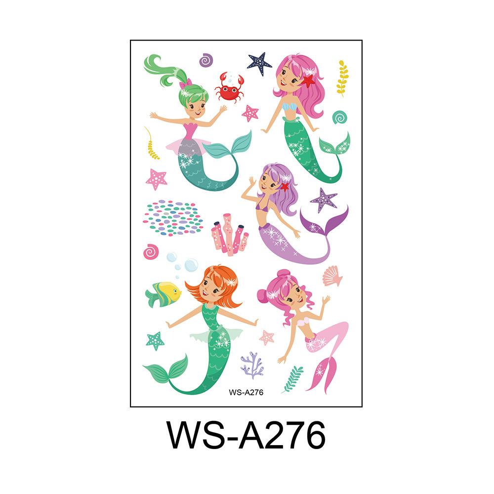 Children's Cartoon Mermaid Tattoo Sticker Pink Princess Waterproof Cute Fun Disposable Bonus Sticker