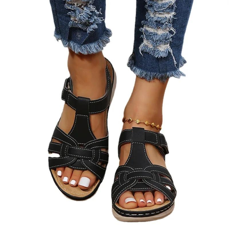 Fashion Women's Simple Wedge Sandals Casual Ankle Strap Platform Sandals Women's Comfortable Sandals