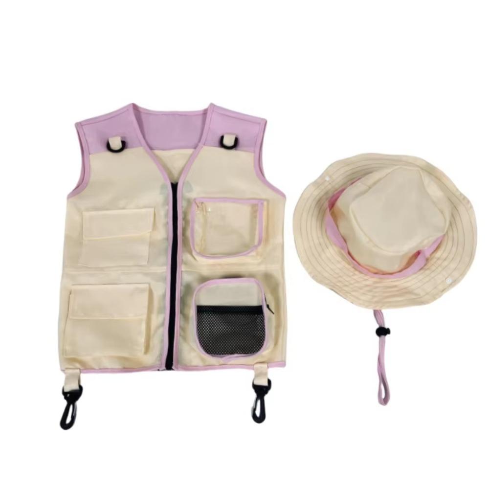 Модный Жилет Детский Жилет Исследователя Шляпа Инструменты Одежда Костюмы для Игры в Ролевые Игры Маленькие Дети розовый