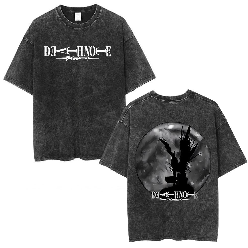 Anime Death Note Vintage Washed T Shirt Manga Yagami Light Misa Amane Graphic Tshirt Male Women Fashion Cotton Casual T Shirts