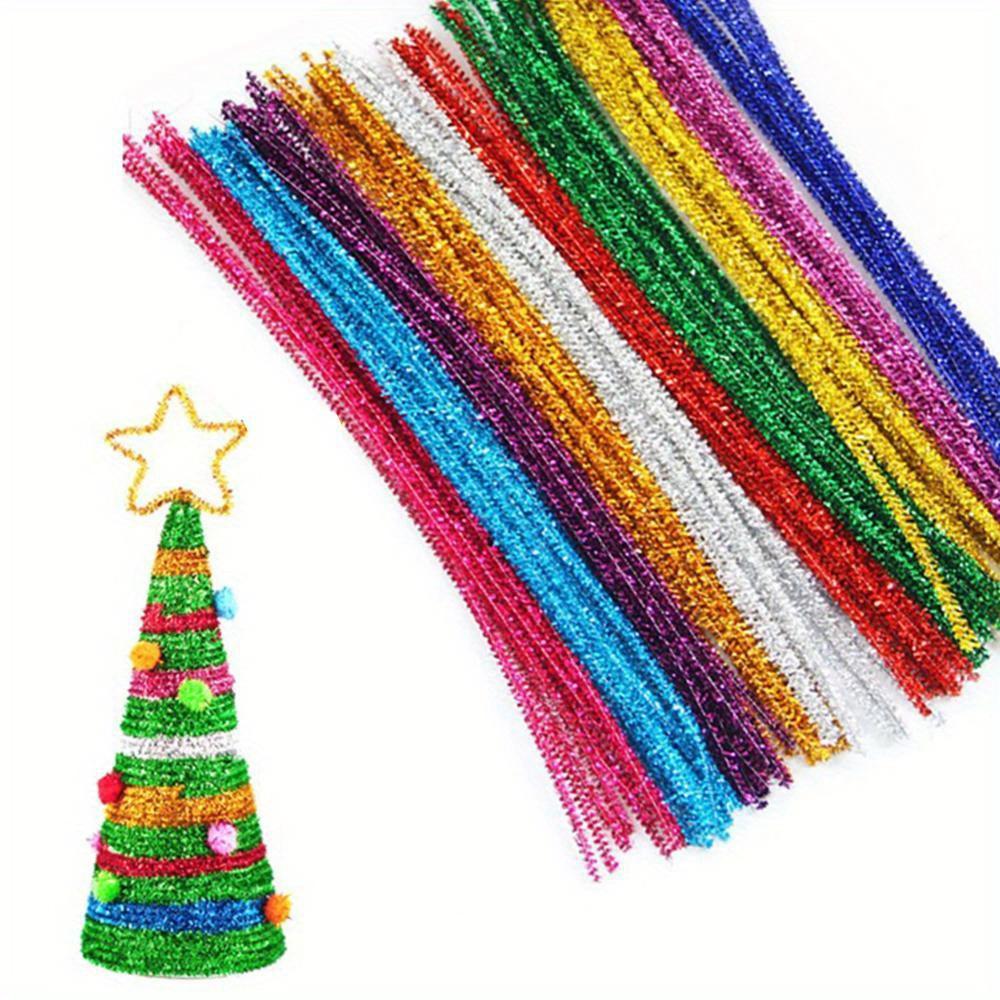 100 Shiny Plush Soft Iron Wires, Suitable for Art and Handmade Crafts, Mixed Color Decorations DIY Materials for Christmas Gifts