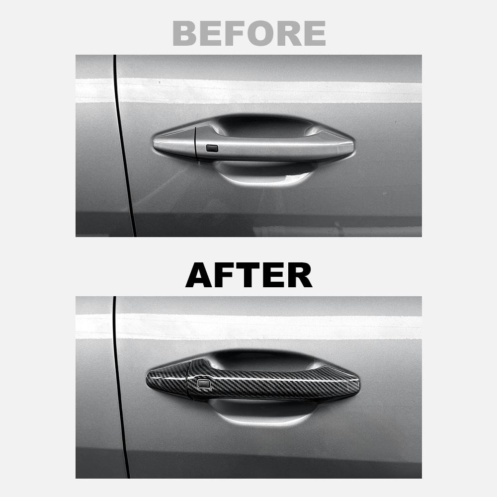 For Kia K4 2026 2026 2026 Auto Styling Exterior Black Carbon Fiber Outside Door Handle Cover Stripes Trim LHD