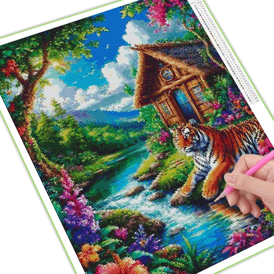 Diamant Schilderij Tijger Hond Wasbeer Diy Volledig Vierkant Rond Boor Strass Borduurwerk Verkoop Dieren Huis Landschap Mozaïek Kruissteek Kits