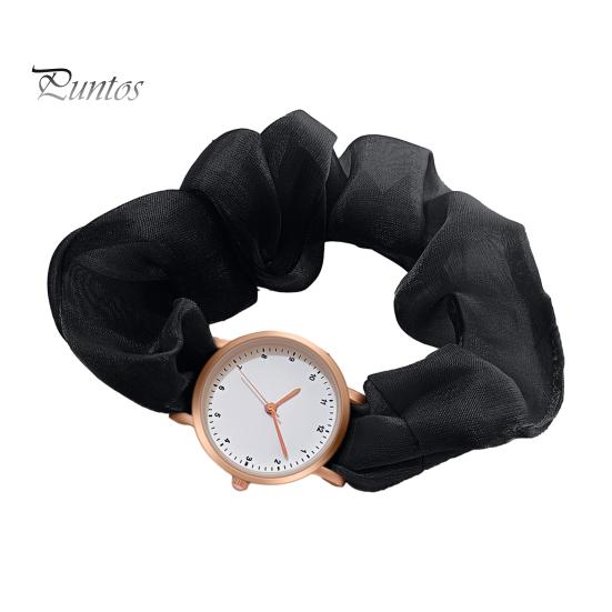 

Женские резинки для волос, часы с круглым циферблатом, повседневные кварцевые наручные часы с тканевым эластичным ремешком, модные ювелирные изделия, аксессуар чёрный