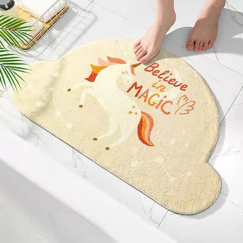 Rainbow Semi-Circular Imitation Cashmere Floor Mat Bathroom Door Suction Door Mat Toilet Cute Soft Non-Slip Foot Mat