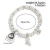 SHIXIN Vintage Acrylic Rhinestone Heart Pendant Bracelet Women Simple Silver Color Elastic Beaded Bracelet Jewelry Accessories