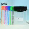 Dustproof Document Holder 11 Hole Clear File Folder for A4 Binders, Colorful Plastic with Project Organizer Snap Button & Label Slot, Transparent