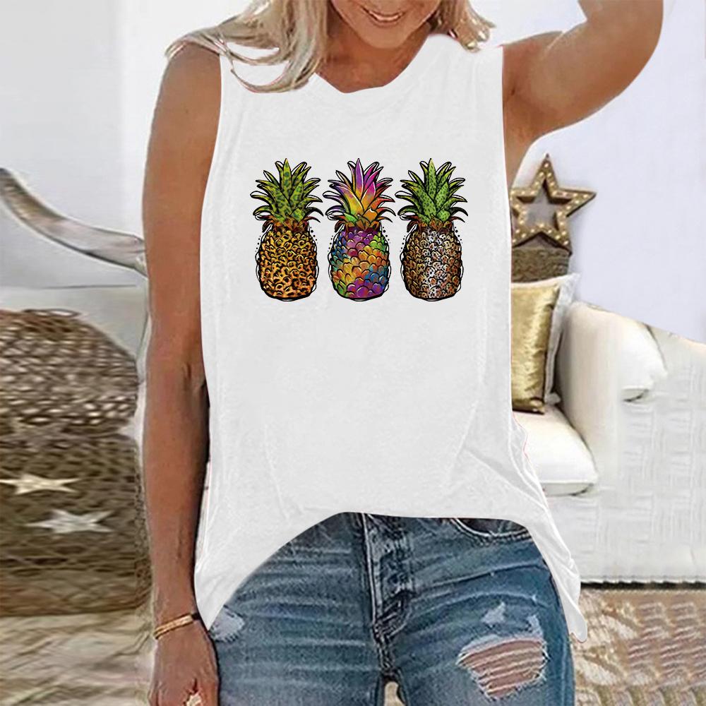 Summer Pineapple 3D Printed Tank Tops Women's Casual Streetwear Fashion Sleeveless O-Neck Vest Camisole Y2k Girl Woman Clothing