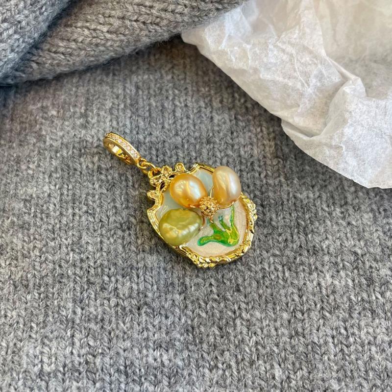 NALA Nala original design drip glaze painted necklace pendant single pendant without chain niche versatile universal clasp pendant