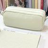 Reißverschluss Design Einfarbige Federtasche Große Kapazität Quadratische Form Schreibwarenbox Büro