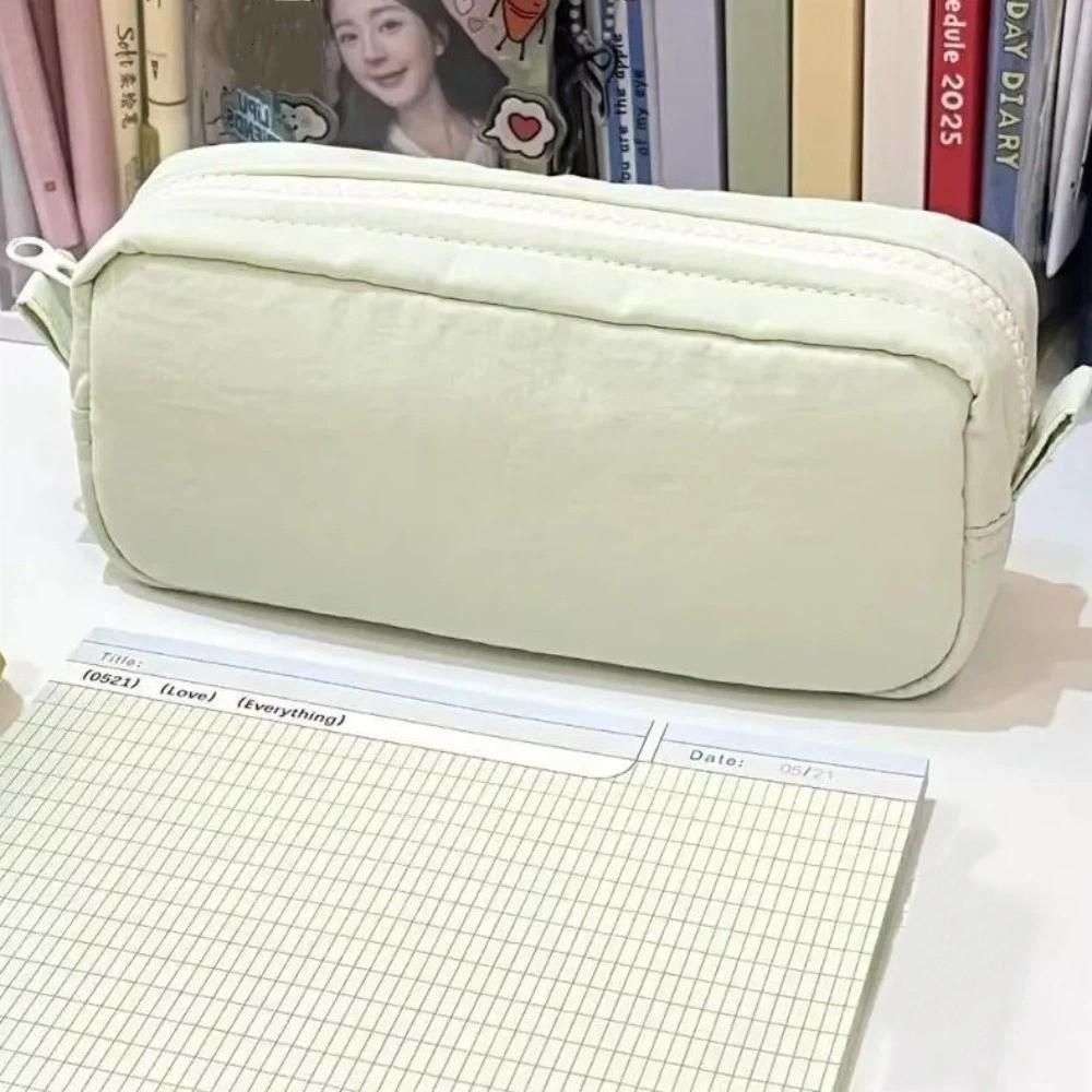 Reißverschluss Design Einfarbige Federtasche Große Kapazität Quadratische Form Schreibwarenbox Büro