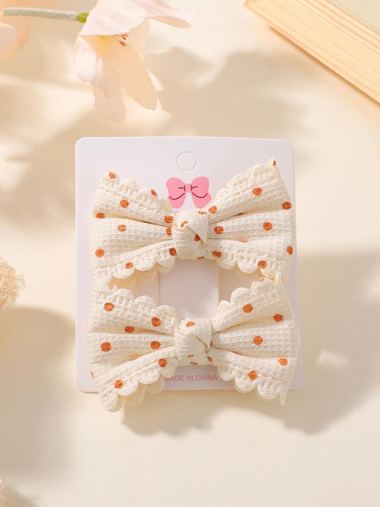 2Pcs/Set Flower Print Hair Clips Kids Bows For Baby Girls Handmade Plaid Cute Bowknot Hairpin Barrettes Cotton Hair Accessories