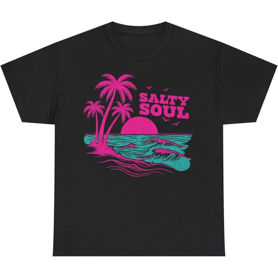Salty Soul Retro Beach T-Shirt_ Vintage 80s Sunset Palm Tree Graphic Tee XXXXXL разноцветный
