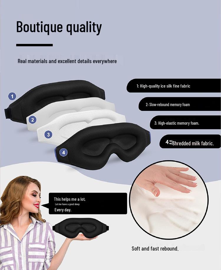 3D Breathable Light-Blocking Eye Mask - Comfortable, Pressure-Free Design for Sleep, Student & Adult Use