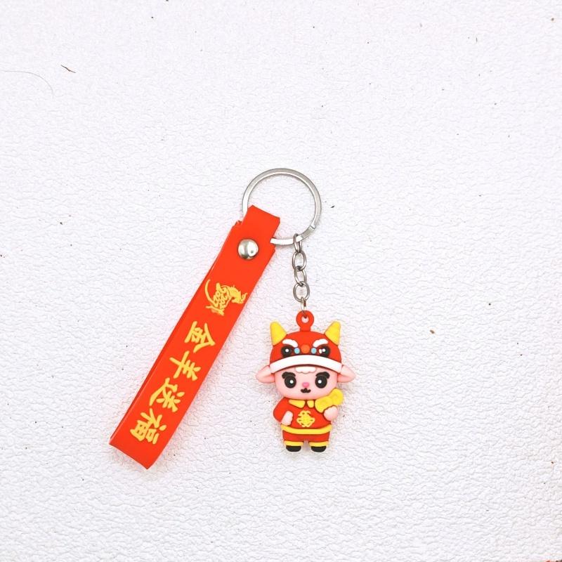 Spring Festival Goat Keychain Adorable Lion Hat Design Backpack Pendant for Colleague Holiday Gifts