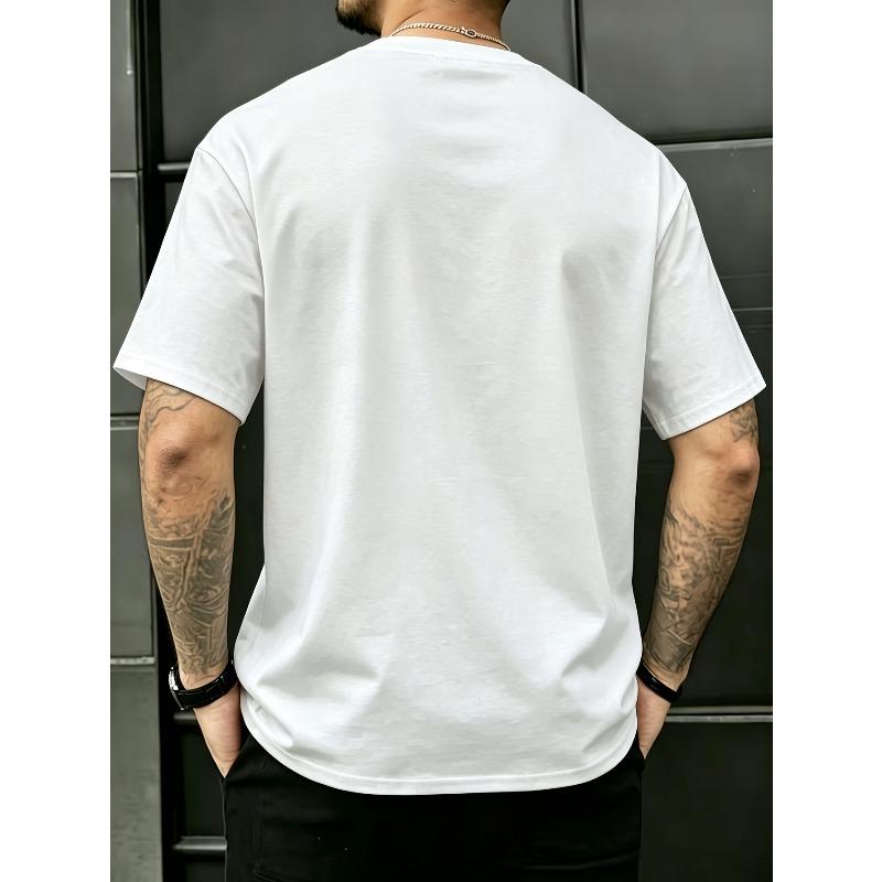Europäische Größen Herren Grafik-T-Shirt Bedruckt mit Lustiger Illustration von Mann fällt von Flugscheibe in Loch Klassisch