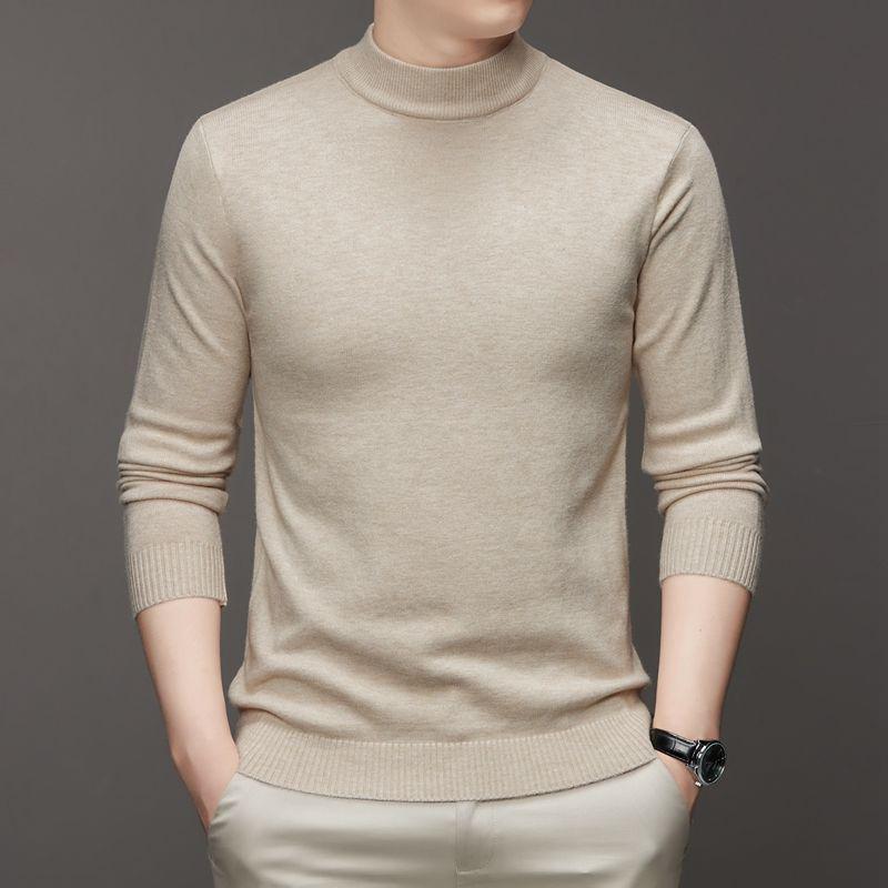 

Men s White Velvet Slim Fit Half High Collar Knit Sweater M (Under 115 lbs)
