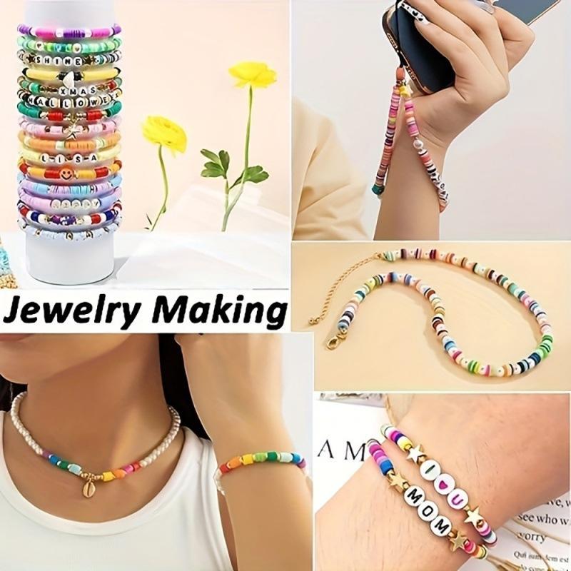 2400Pcs Polymer Clay Bead Treasure Making Bracelet Necklace Diy Jewelry, Soft Pottery Kit