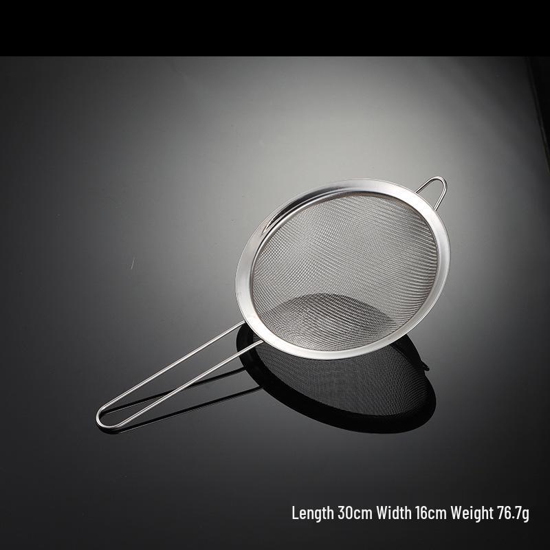 Stainless Steel Mesh Strainer: 201 Rim, 30 Mesh, for Soy Milk & Traditional Chinese Medicine, Large with Wire Handle