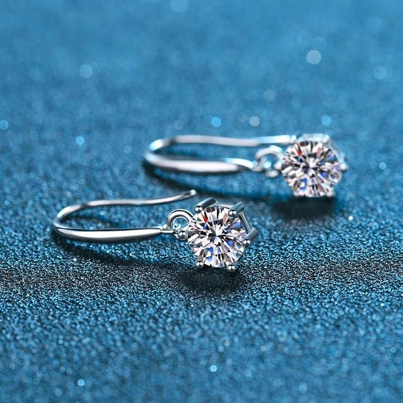 Bague Ringen Orecchini Lunghi in Argento Sterling S925 Intarsiati con Moissanite Colore D per Fidanzata Regalo di San Valentino
