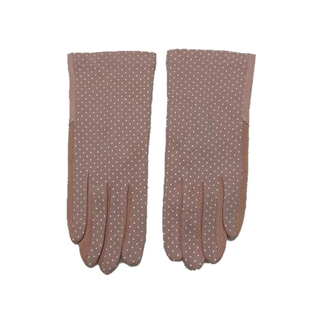 Women's Summer UV Protection Polka Dot Touchscreen Gloves - Non-Slip, All-Cotton for Driving and Cycling