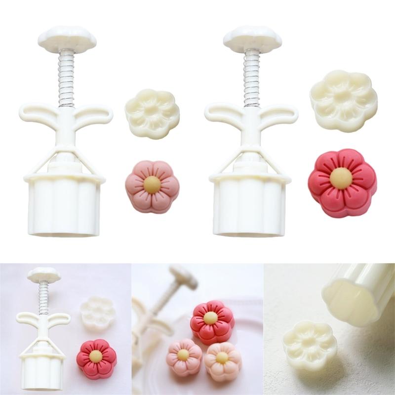 Delicate Flowers shaped Mooncakes Mold Traditional Flowers Mooncakes Making Stamps Mold Delicate Treat Baking Embosser