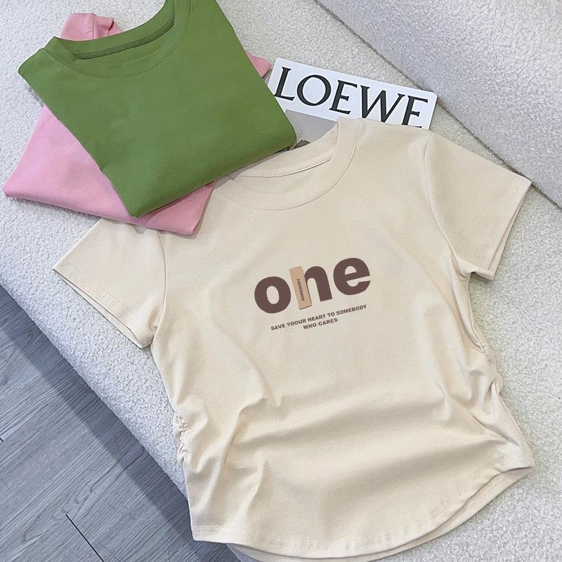 Women's Sweet & Spicy High Waist Cotton Tee - Printed Short Sleeve Summer Streetwear Fashionable Top