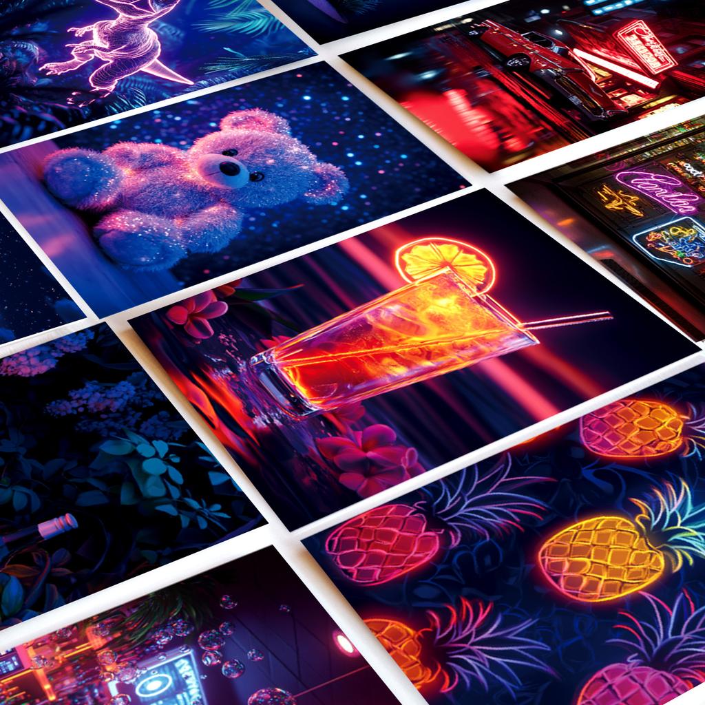 50 Neon Postcards Purple Dream Wall Decorative Cards Light And Shadow Lighting Colorful Decorative Cards