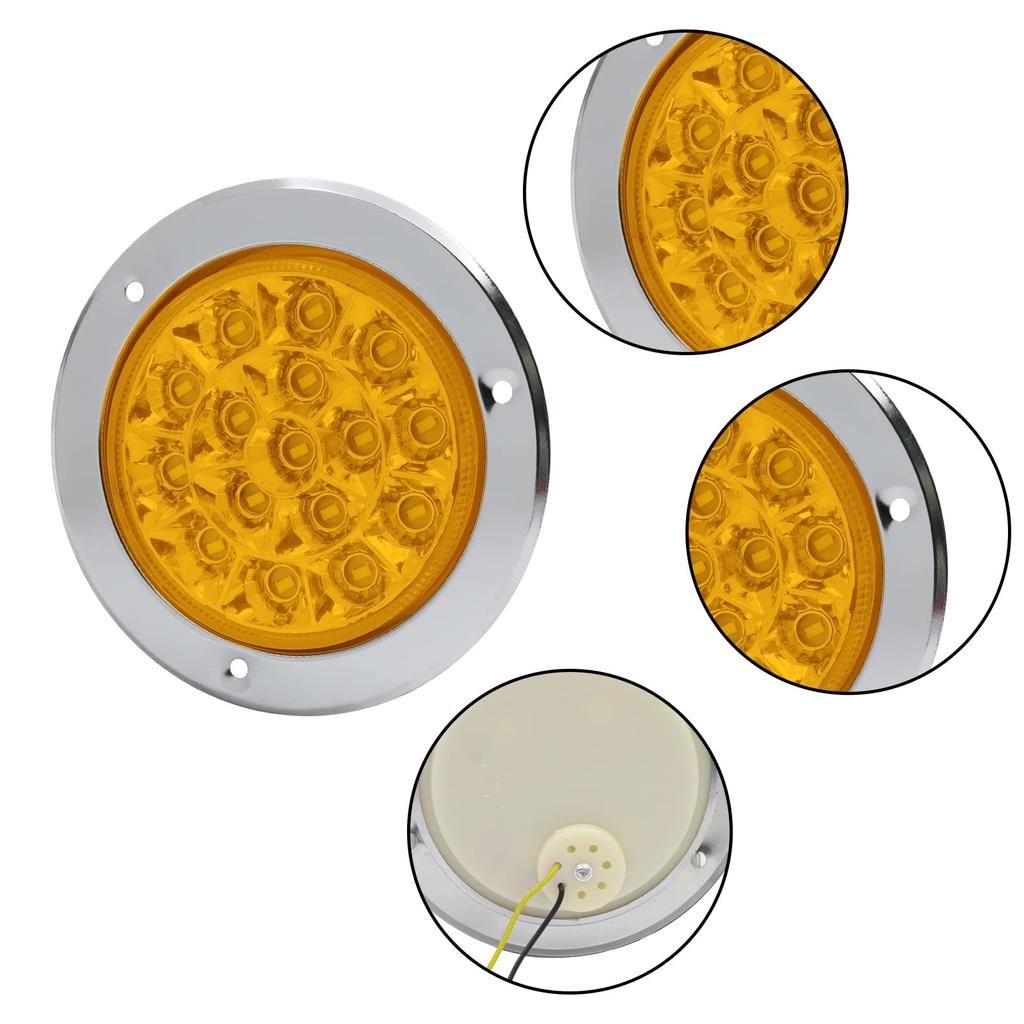 Biqing 16 LED Trailer Rear Brake Tail Light, Round Trailer Turn Signal Light Indicator