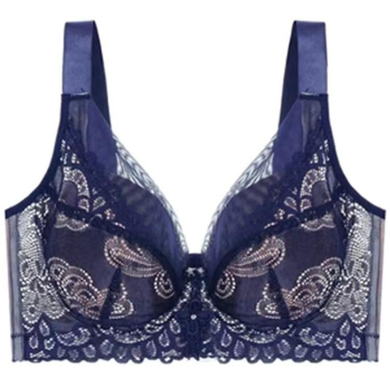 

Ультратонкий раздел, собранный стальным кольцом, антипровисающее нижнее белье для женщин с большой грудью, маленький бюстгальтер 50/115 сапфировый