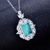 Imitation Natural Paraiba Jewelry Set, Ring Pendant, Temperament Jewelry, Atmospheric High-End Gifts, Containing Minerals