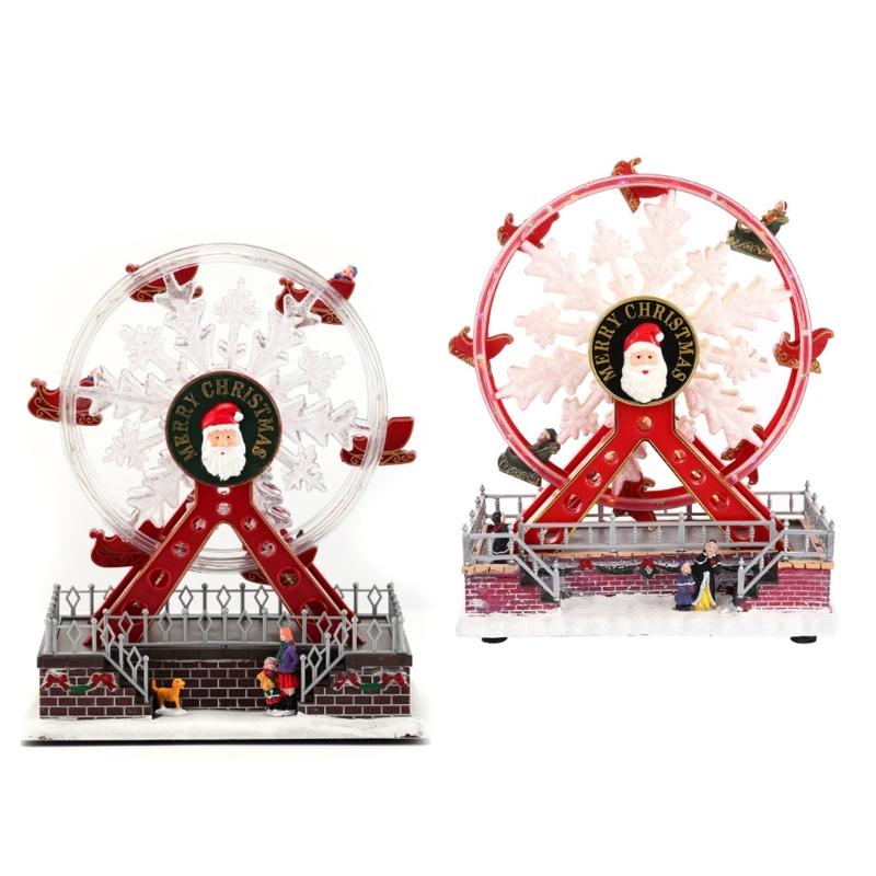 Elegant Ferris Wheel Decoration with LED Lights Rotating and Musical Tabletop Ornament Christmas Party Accessory