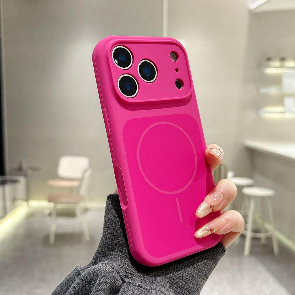 Applicable To iPhone17ProMax Mobile Phone Case Two-color Liquid Silicone Magnetic Suction Apple 16ai Button All-inclusive Lens