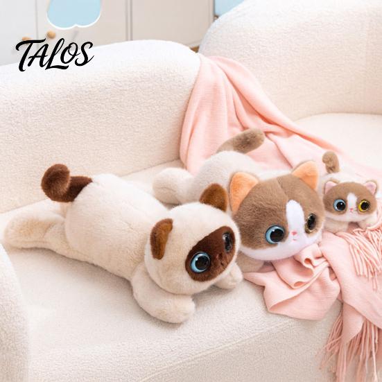 Durable Plush Keychain Cute Black Cat Pillow Soft Siamese Kitten Stuffed Animal with Touch Accessory PP Cotton Cuddly Bedroom Decor Birthday Gift for