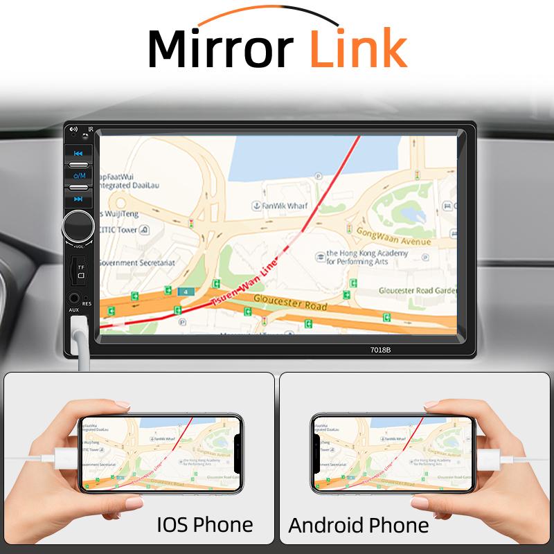 Car Radio 2 Din Bluetooth HD 7" Multimedia MP5 Player Touch Screen FM USB ISO Power Aux Input Support Rear View Camera Car Navigation Screen Dashcam