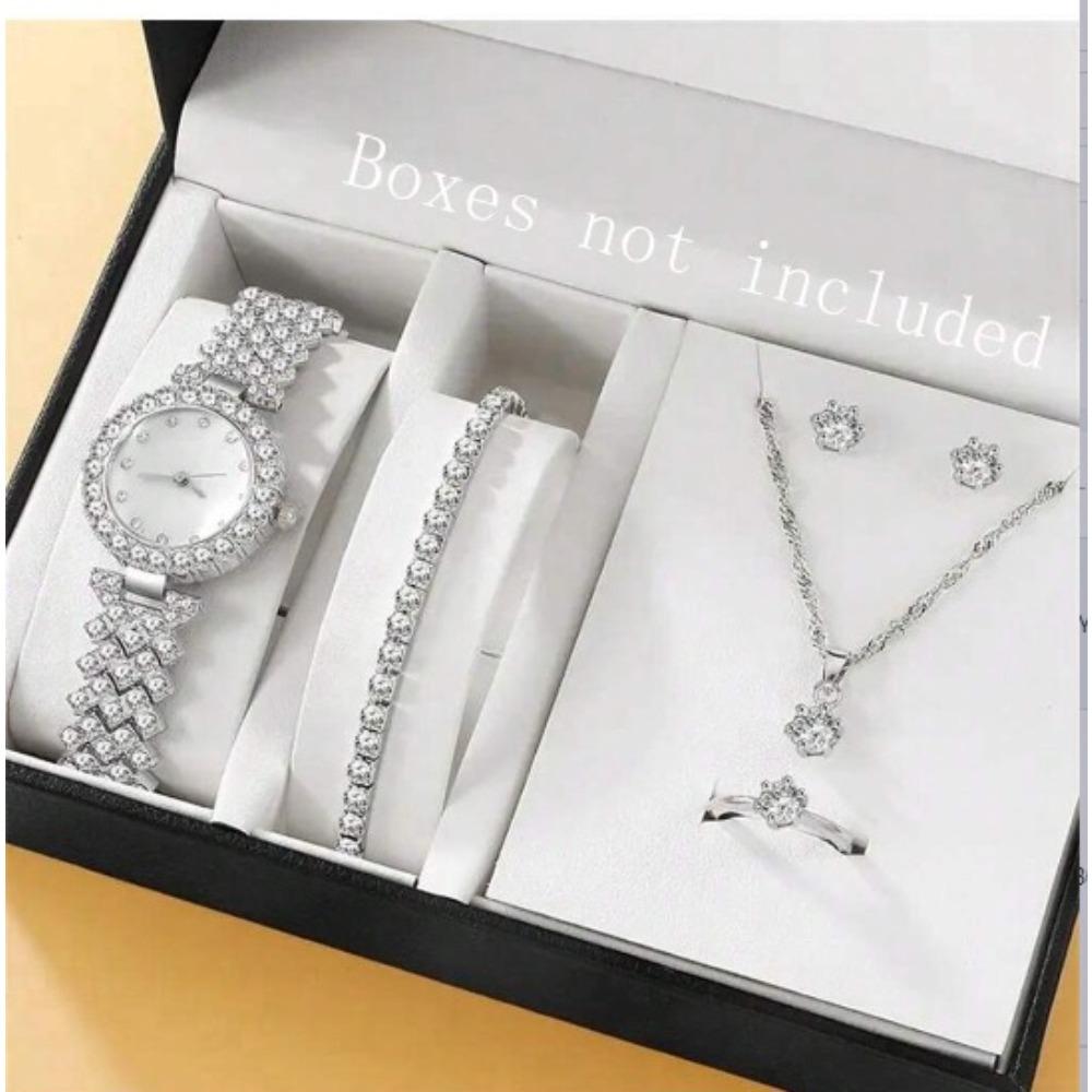 Ladies Watch Set, Steel Belt Full of Diamonds, High-end Quartz Watch Temperament, Business Leisure Watch Wholesale