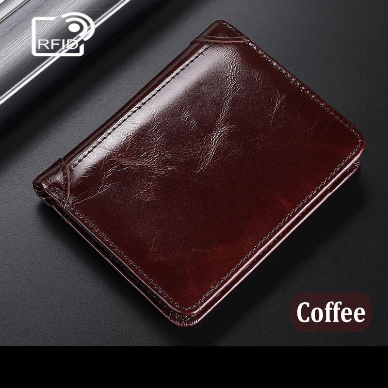 Masculino carteiras de couro genuíno carteira de crédito titular do cartão de visita vintage marrom carteira cera de óleo