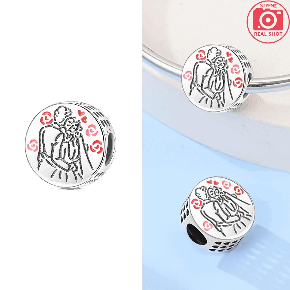 Original Copper Love Heart Beads Couple Balloon Pendant Fit Bracelet Women Jewelry Diy Anniversary Fine Gift