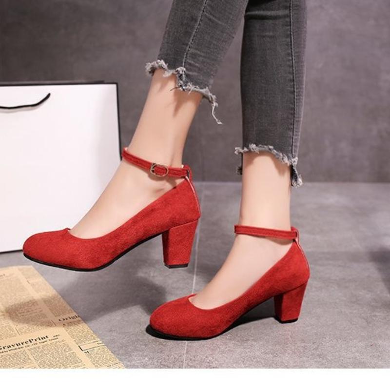 Fashion Fashion Versatile Woman Shoes Summer New Round Toe Heel Shoe Simple Women Casual Shoes Anti Slip Shallow Mouth Women Single Shoe